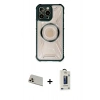 MARSİLYAN™- iPhone 13 Pro Max Kılıf Kutup Modern - Siyah Bilvis Hayalet Cam Ekran Koruyucu + Rainbow Kamera Lens Koruma Cam - REGD