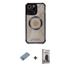 MARSİLYAN™- iPhone 13 Pro Max Kılıf Kutup Modern - Siyah Bilvis Hayalet Cam Ekran Koruyucu + Shine Kamera Lens Koruma Cam - GI