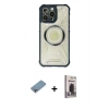 MARSİLYAN™- iPhone 13 Pro Max Kılıf Kutup Modern - Siyah Bilvis Hayalet Cam Ekran Koruyucu + Shine Kamera Lens Koruma Cam - GI