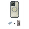 MARSİLYAN™- iPhone 13 Pro Max Kılıf Kutup Modern - Siyah Bilvis Hayalet Cam Ekran Koruyucu + Shine Kamera Lens Koruma Cam - MI