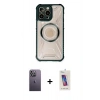 MARSİLYAN™- iPhone 13 Pro Max Kılıf Kutup Modern - Siyah Joko 5D Cam + Neon Fosforlu Kamera Lens - BZ