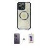 MARSİLYAN™- iPhone 13 Pro Max Kılıf Kutup Modern - Siyah Joko 5D Cam + Neon Fosforlu Kamera Lens - BZ