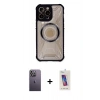 MARSİLYAN™- iPhone 13 Pro Max Kılıf Kutup Modern - Siyah Joko 5D Cam + Neon Fosforlu Kamera Lens - BZ