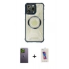 MARSİLYAN™- iPhone 13 Pro Max Kılıf Kutup Modern - Siyah Joko 5D Cam + Neon Fosforlu Kamera Lens - YL