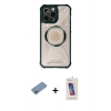 MARSİLYAN™- iPhone 13 Pro Max Kılıf Kutup Modern - Siyah Joko 5D Cam + Pembe Shine Kamera Lens Koruma Cam