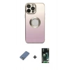 MARSİLYAN™- iPhone 13 Pro Max Kılıf Kutup Yansıma Özel Seri - Şeffaf 360 Full Body Arka Koruyucu + Açık Yeşil Metal Kamera Lens Koruma Cam