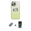 MARSİLYAN™- iPhone 13 Pro Max Kılıf Kutup Yansıma Özel Seri - Şeffaf 360 Full Body Arka Koruyucu + Açık Yeşil Metal Kamera Lens Koruma Cam