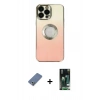 MARSİLYAN™- iPhone 13 Pro Max Kılıf Kutup Yansıma Özel Seri - Şeffaf 360 Full Body Arka Koruyucu + Açık Yeşil Metal Kamera Lens Koruma Cam
