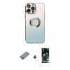 MARSİLYAN™- iPhone 13 Pro Max Kılıf Kutup Yansıma Özel Seri - Şeffaf 360 Full Body Arka Koruyucu + Shine Kamera Lens Koruma Cam - GI
