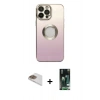 MARSİLYAN™- iPhone 13 Pro Max Kılıf Kutup Yansıma Özel Seri - Şeffaf 360 Full Body Arka Koruyucu + Pers Alüminyum Kamera Lens - GD