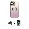 MARSİLYAN™- iPhone 13 Pro Max Kılıf Kutup Yansıma Özel Seri - Şeffaf 360 Full Body Arka Koruyucu + Raze Metal Kamera Lens - GD