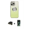 MARSİLYAN™- iPhone 13 Pro Max Kılıf Kutup Yansıma Özel Seri - Şeffaf 360 Full Body Arka Koruyucu + Raze Metal Kamera Lens - GD