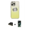 MARSİLYAN™- iPhone 13 Pro Max Kılıf Kutup Yansıma Özel Seri - Şeffaf 360 Full Body Arka Koruyucu + Raze Metal Kamera Lens - GD