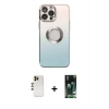 MARSİLYAN™- iPhone 13 Pro Max Kılıf Kutup Yansıma Özel Seri - Şeffaf 360 Full Body Arka Koruyucu + Shine Kamera Lens - GD