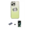 MARSİLYAN™- iPhone 13 Pro Max Kılıf Kutup Yansıma Özel Seri - Şeffaf 360 Full Body Arka Koruyucu + Mavi Renkli Kamera Lens Koruma Cam