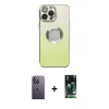 MARSİLYAN™- iPhone 13 Pro Max Kılıf Kutup Yansıma Özel Seri - Şeffaf 360 Full Body Arka Koruyucu + Neon Fosforlu Kamera Lens - BZ
