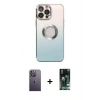 MARSİLYAN™- iPhone 13 Pro Max Kılıf Kutup Yansıma Özel Seri - Şeffaf 360 Full Body Arka Koruyucu + Neon Fosforlu Kamera Lens - BZ