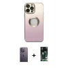 MARSİLYAN™- iPhone 13 Pro Max Kılıf Kutup Yansıma Özel Seri - Şeffaf 360 Full Body Arka Koruyucu + Neon Fosforlu Kamera Lens - BZ