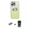 MARSİLYAN™- iPhone 13 Pro Max Kılıf Kutup Yansıma Özel Seri - Şeffaf 360 Full Body Arka Koruyucu + Pembe Renkli Kamera Lens Koruma Cam