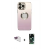 MARSİLYAN™- iPhone 13 Pro Max Kılıf Kutup Yansıma Özel Seri - Şeffaf 360 Full Body Arka Koruyucu + Pers Alüminyum Kamera Lens - GI
