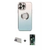 MARSİLYAN™- iPhone 13 Pro Max Kılıf Kutup Yansıma Özel Seri - Şeffaf 360 Full Body Arka Koruyucu + Rainbow Kamera Lens Koruma Cam - MR