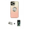 MARSİLYAN™- iPhone 13 Pro Max Kılıf Kutup Yansıma Özel Seri - Şeffaf 360 Full Body Arka Koruyucu + Rose Gold Rainbow Kamera Lens Koruma Cam