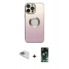 MARSİLYAN™- iPhone 13 Pro Max Kılıf Kutup Yansıma Özel Seri - Şeffaf 360 Full Body Arka Koruyucu + Pers Alüminyum Kamera Lens - SABE