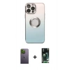 MARSİLYAN™- iPhone 13 Pro Max Kılıf Kutup Yansıma Özel Seri - Şeffaf 360 Full Body Arka Koruyucu + Neon Fosforlu Kamera Lens - YL