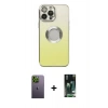 MARSİLYAN™- iPhone 13 Pro Max Kılıf Kutup Yansıma Özel Seri - Şeffaf 360 Full Body Arka Koruyucu + Neon Fosforlu Kamera Lens - YL