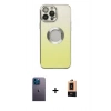 MARSİLYAN™- iPhone 13 Pro Max Kılıf Kutup Yansıma Özel Seri - Şeffaf Maxco Cam Ekran Koruyucu + Neon Fosforlu Kamera Lens - MI