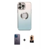 MARSİLYAN™- iPhone 13 Pro Max Kılıf Kutup Yansıma Özel Seri - Şeffaf Maxco Cam Ekran Koruyucu + Neon Fosforlu Kamera Lens - MI