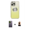 MARSİLYAN™- iPhone 13 Pro Max Kılıf Kutup Yansıma Özel Seri - Şeffaf Maxco Cam Ekran Koruyucu + Neon Fosforlu Kamera Lens - YL