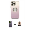 MARSİLYAN™- iPhone 13 Pro Max Kılıf Kutup Yansıma Özel Seri - Şeffaf Maxco Cam Ekran Koruyucu + Neon Fosforlu Kamera Lens - YL