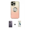 MARSİLYAN™- iPhone 13 Pro Max Kılıf Kutup Yansıma Özel Seri - Şeffaf Pasifik Cam Ekran Koruyucu + Beyaz Neon Fosforlu Kamera Lens