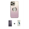 MARSİLYAN™- iPhone 13 Pro Max Kılıf Kutup Yansıma Özel Seri - Şeffaf Pasifik Cam Ekran Koruyucu + Beyaz Neon Fosforlu Kamera Lens