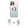 MARSİLYAN™- iPhone 13 Pro Max Kılıf Kutup Yansıma Özel Seri - Şeffaf Pasifik Cam Ekran Koruyucu + Shine Kamera Lens - GD