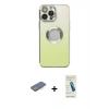 MARSİLYAN™- iPhone 13 Pro Max Kılıf Kutup Yansıma Özel Seri - Şeffaf Pasifik Cam Ekran Koruyucu + Mavi Renkli Kamera Lens Koruma Cam