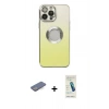 MARSİLYAN™- iPhone 13 Pro Max Kılıf Kutup Yansıma Özel Seri - Şeffaf Pasifik Cam Ekran Koruyucu + Mavi Renkli Kamera Lens Koruma Cam