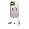 MARSİLYAN™- iPhone 13 Pro Max Kılıf Kutup Yansıma Özel Seri - Şeffaf Pasifik Cam Ekran Koruyucu + Mavi Renkli Kamera Lens Koruma Cam