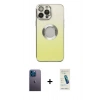 MARSİLYAN™- iPhone 13 Pro Max Kılıf Kutup Yansıma Özel Seri - Şeffaf Pasifik Cam Ekran Koruyucu + Neon Fosforlu Kamera Lens - MI