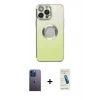 MARSİLYAN™- iPhone 13 Pro Max Kılıf Kutup Yansıma Özel Seri - Şeffaf Pasifik Cam Ekran Koruyucu + Neon Fosforlu Kamera Lens - MI