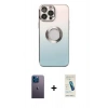 MARSİLYAN™- iPhone 13 Pro Max Kılıf Kutup Yansıma Özel Seri - Şeffaf Pasifik Cam Ekran Koruyucu + Neon Fosforlu Kamera Lens - MI