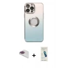 MARSİLYAN™- iPhone 13 Pro Max Kılıf Kutup Yansıma Özel Seri - Şeffaf Pasifik Cam Ekran Koruyucu + Pers Alüminyum Kamera Lens - GI