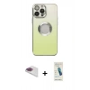 MARSİLYAN™- iPhone 13 Pro Max Kılıf Kutup Yansıma Özel Seri - Şeffaf Pasifik Cam Ekran Koruyucu + Pers Alüminyum Kamera Lens - GI
