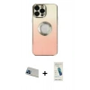 MARSİLYAN™- iPhone 13 Pro Max Kılıf Kutup Yansıma Özel Seri - Şeffaf Pasifik Cam Ekran Koruyucu + Rainbow Kamera Lens Koruma Cam - MI