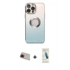 MARSİLYAN™- iPhone 13 Pro Max Kılıf Kutup Yansıma Özel Seri - Şeffaf Pasifik Cam Ekran Koruyucu + Rainbow Kamera Lens Koruma Cam - KI