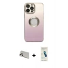 MARSİLYAN™- iPhone 13 Pro Max Kılıf Kutup Yansıma Özel Seri - Şeffaf Pasifik Cam Ekran Koruyucu + Rainbow Kamera Lens Koruma Cam - BZ