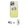 MARSİLYAN™- iPhone 13 Pro Max Kılıf Kutup Yansıma Özel Seri - Şeffaf Pasifik Cam Ekran Koruyucu + Rainbow Kamera Lens Koruma Cam - MI