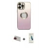 MARSİLYAN™- iPhone 13 Pro Max Kılıf Kutup Yansıma Özel Seri - Şeffaf Pasifik Cam Ekran Koruyucu + Rainbow Kamera Lens Koruma Cam - KI