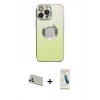 MARSİLYAN™- iPhone 13 Pro Max Kılıf Kutup Yansıma Özel Seri - Şeffaf Pasifik Cam Ekran Koruyucu + Rainbow Kamera Lens Koruma Cam - BZ